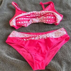 Pink and White Bikini Set